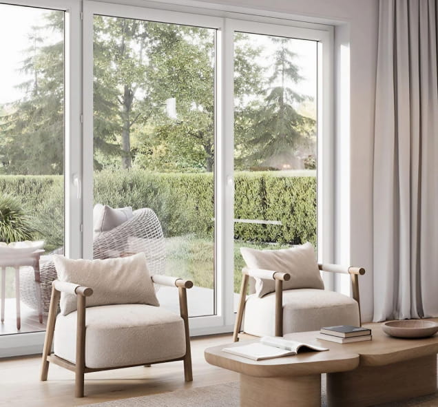 intérieur maison avec baies vitrées